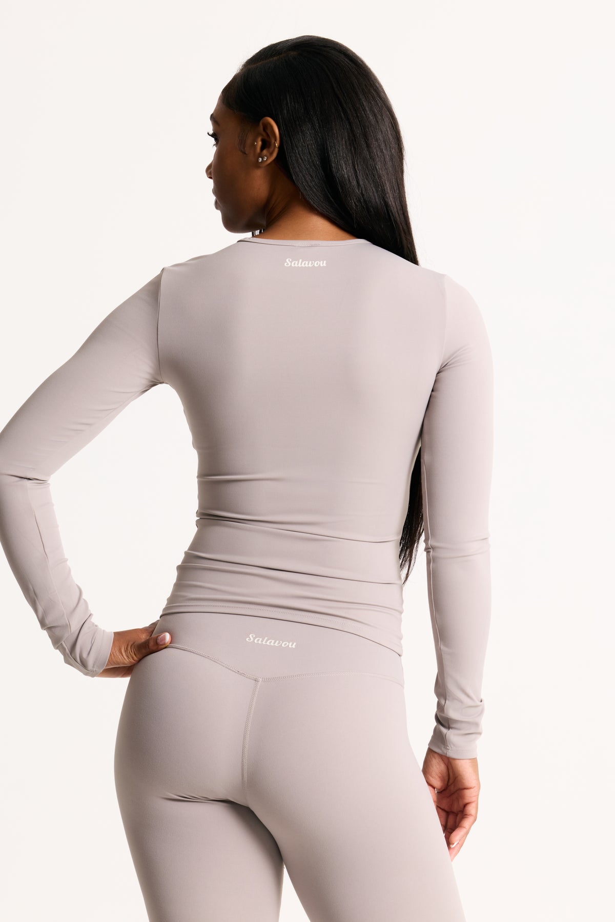 Salavou Naked Long Sleeve fitted top in Grey