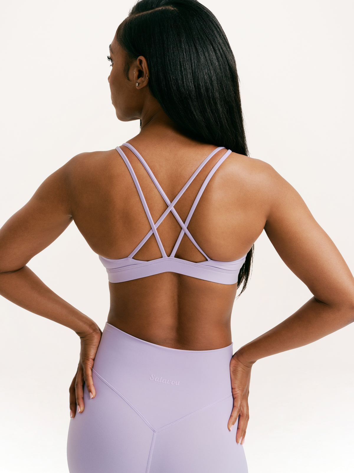 Salavou Interlace cross back sports bra in Lavender