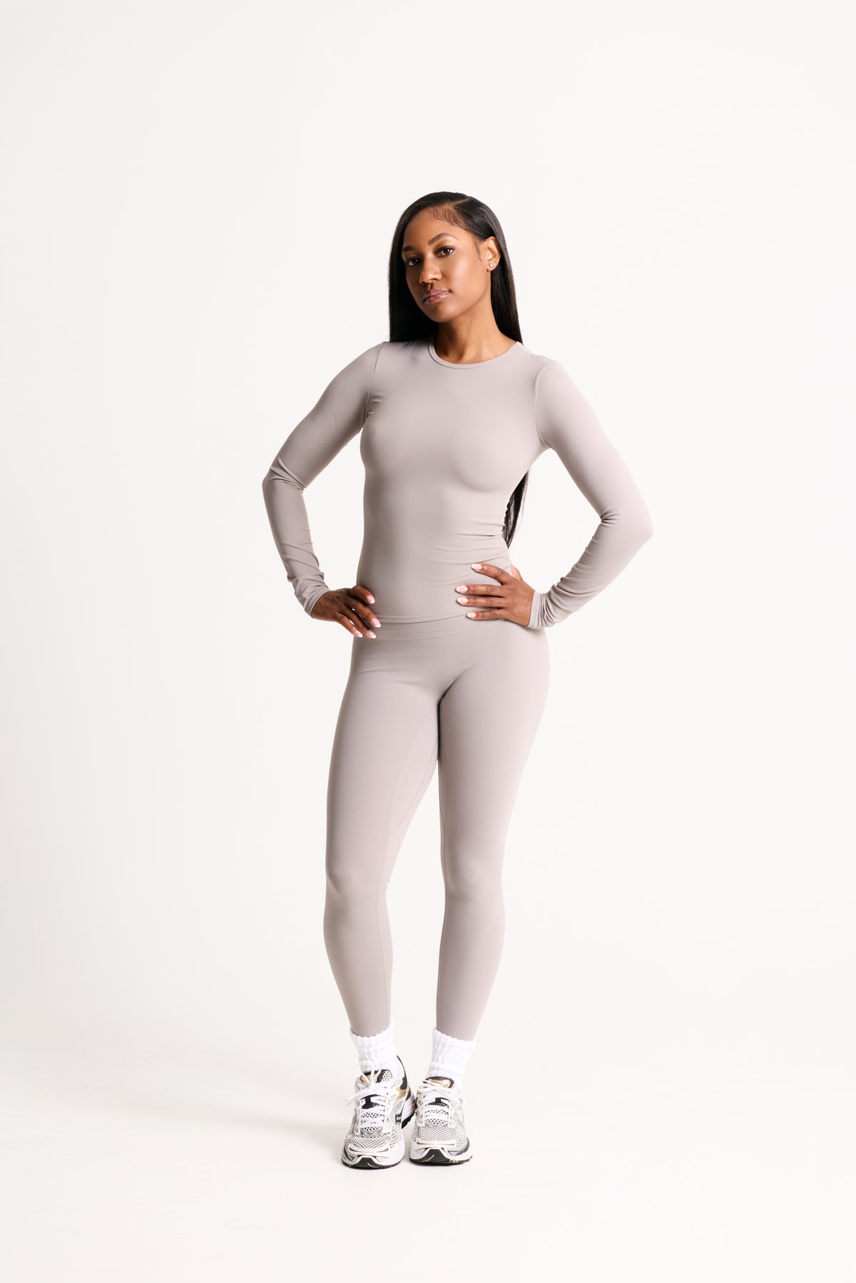 Salavou Naked Long Sleeve fitted top in Grey