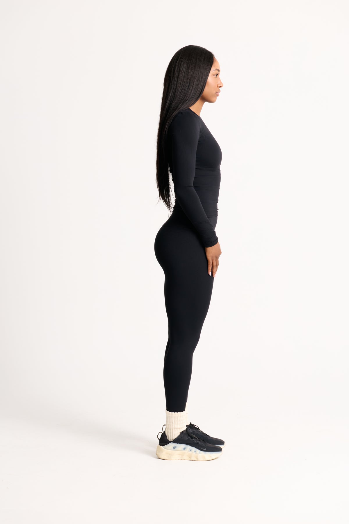 Salavou Naked Long Sleeve fitted top in Black