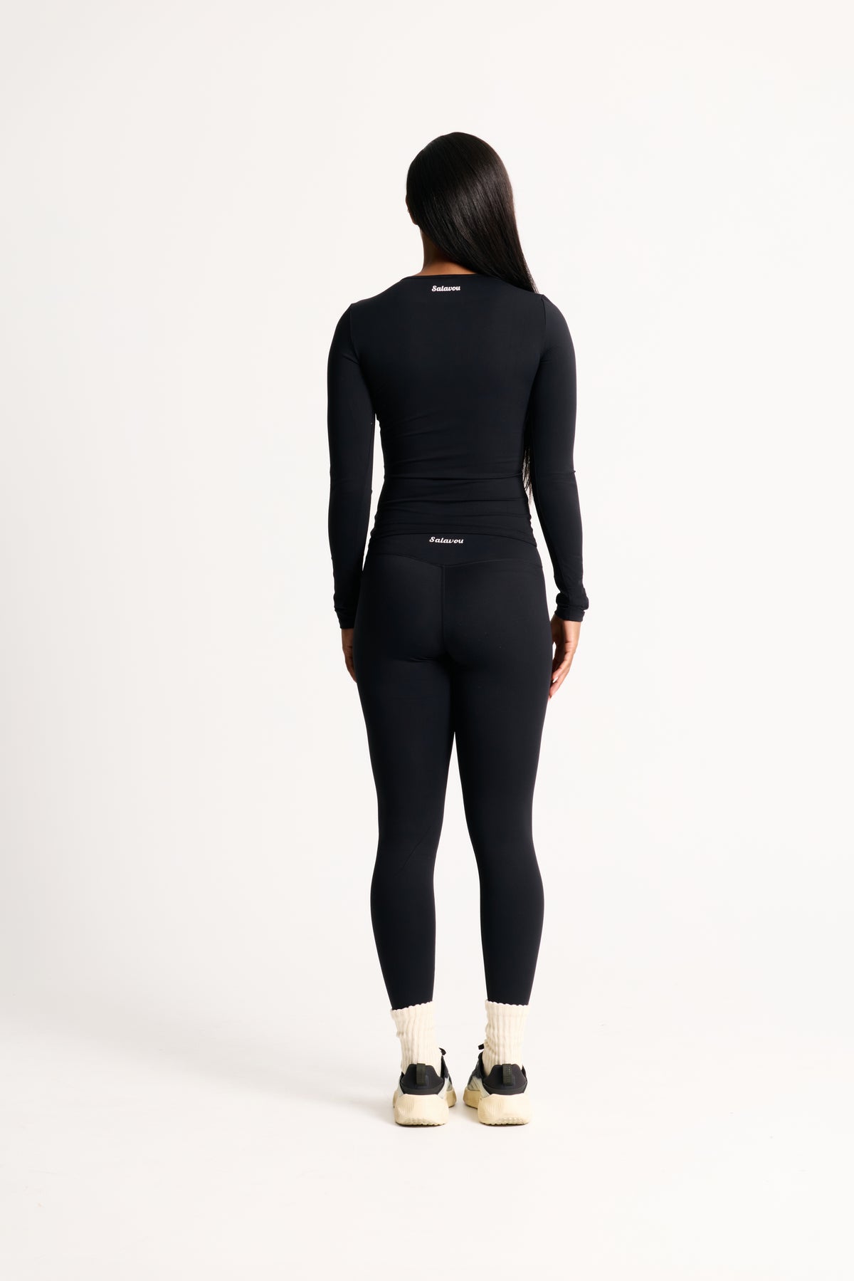 Salavou Naked Long Sleeve fitted top in Black